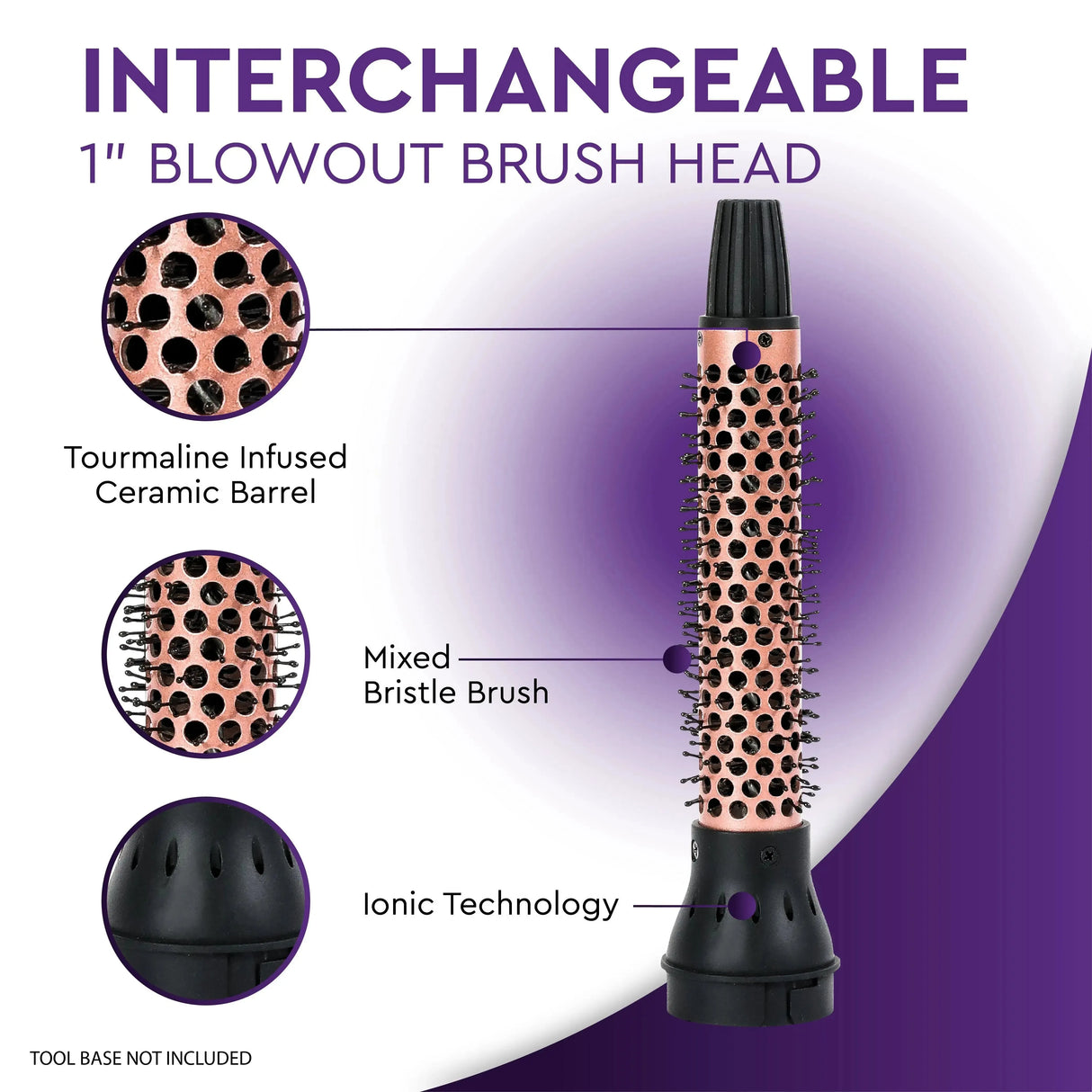 Interchangeable Blowout Brush Attachment Rose Gold