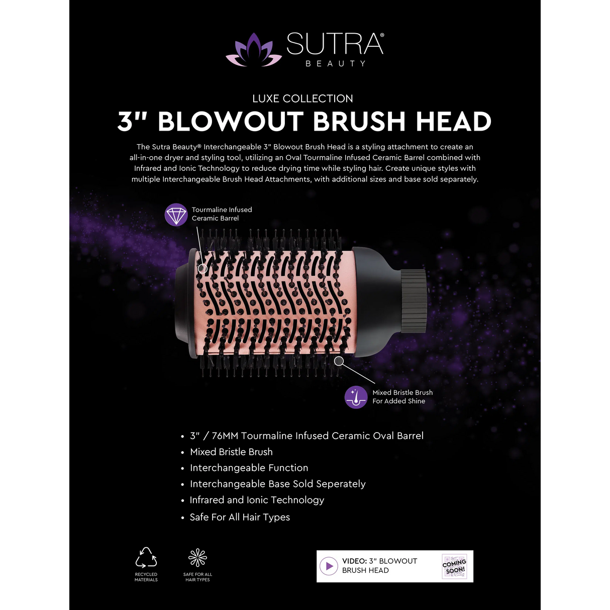 Interchangeable Blowout Brush Attachment Rose Gold