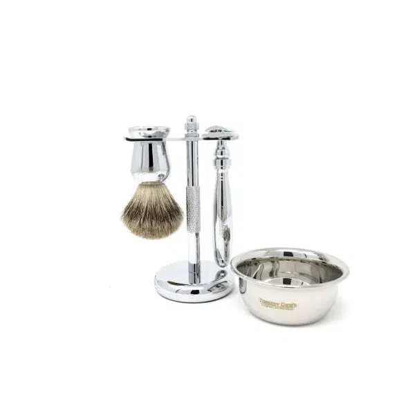 4 Piece Chrome Safety Razor Shave Kit