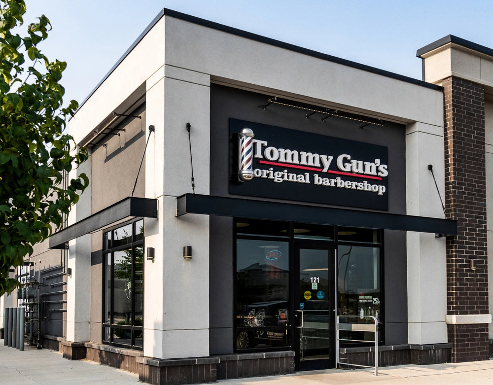 Photo of a Tommy Gun's Original Barbershop from out side.